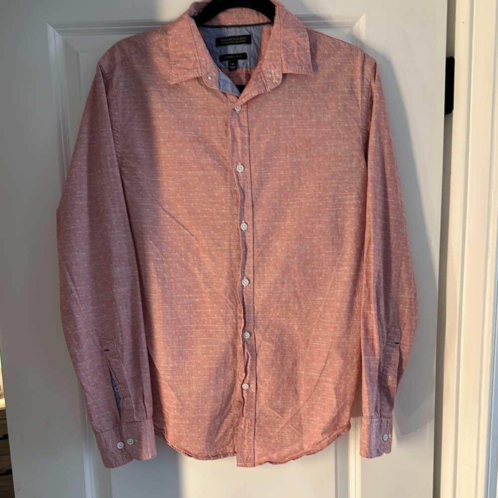 Banana Republic Pink Patterned Casual Button Down Shirt